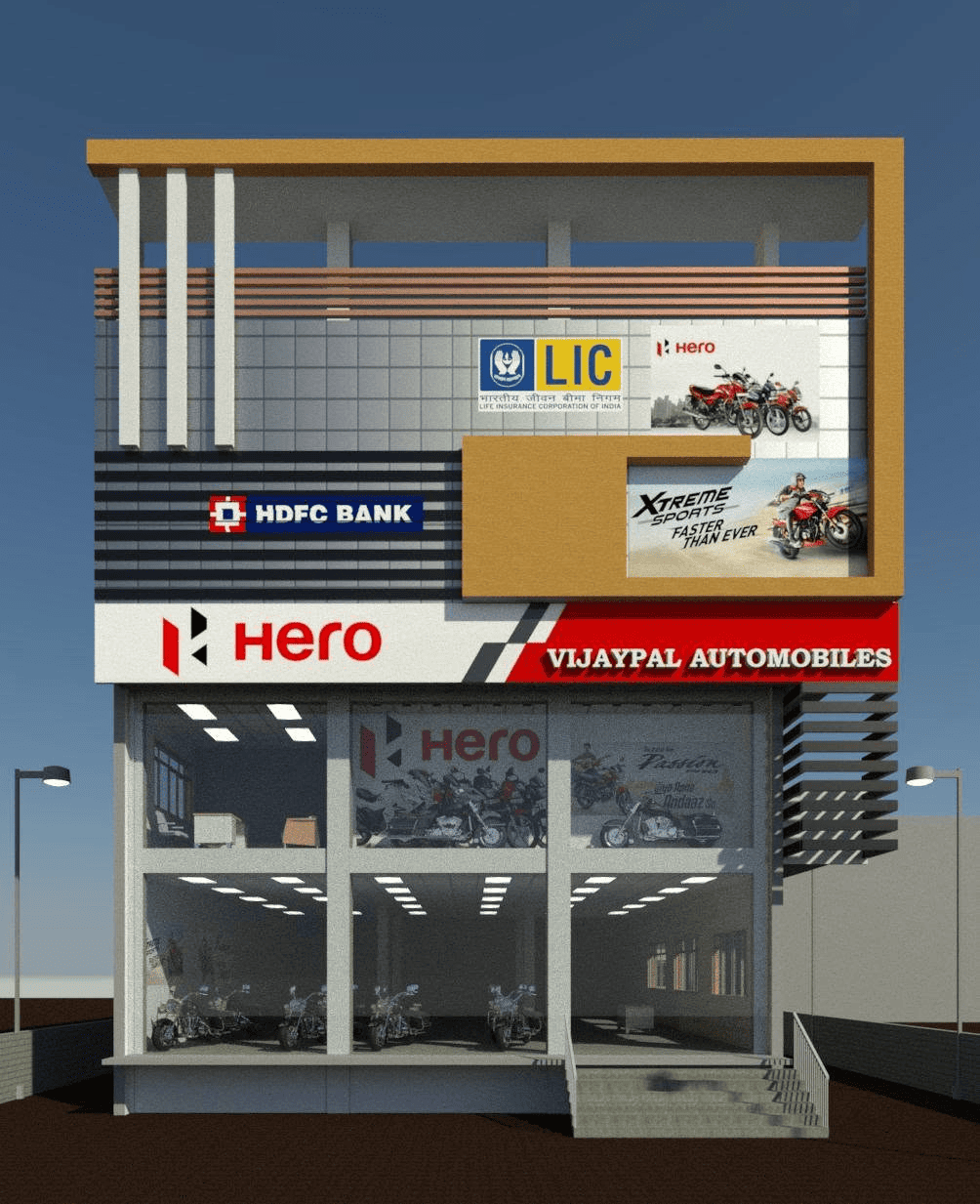 Vijaypal Automobiles Hero showroom project visual