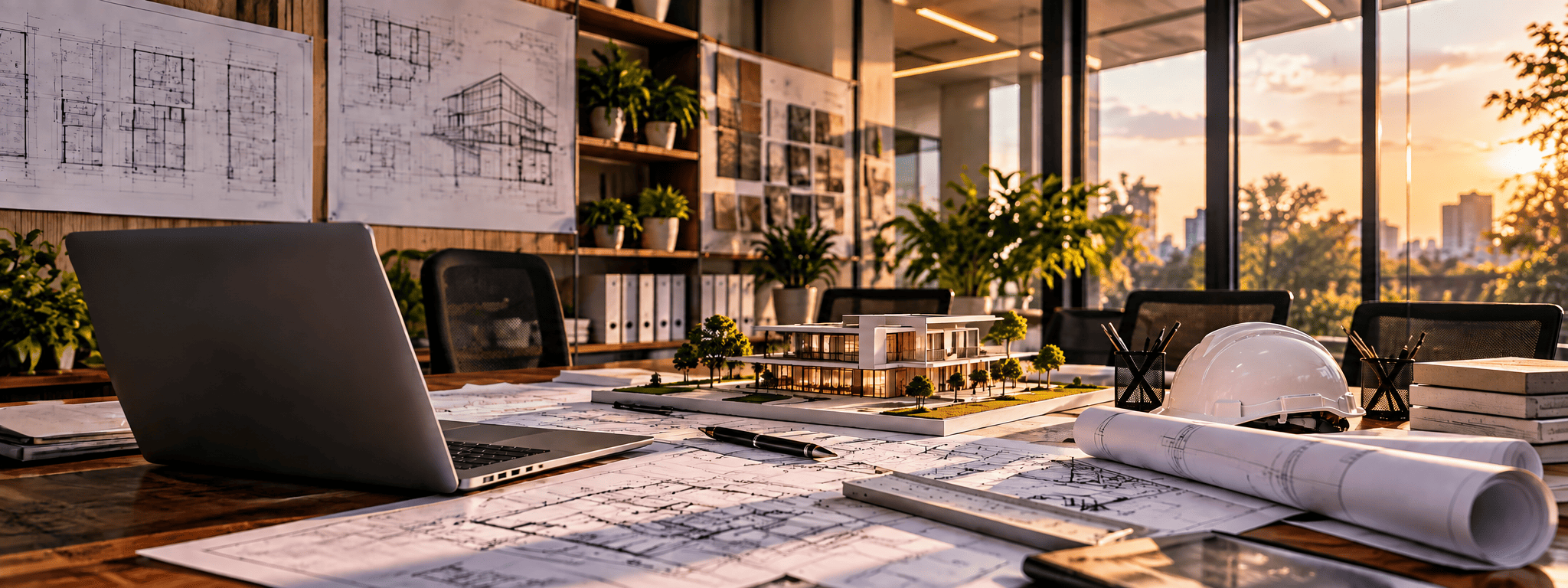 Architecture studio and project planning workspace